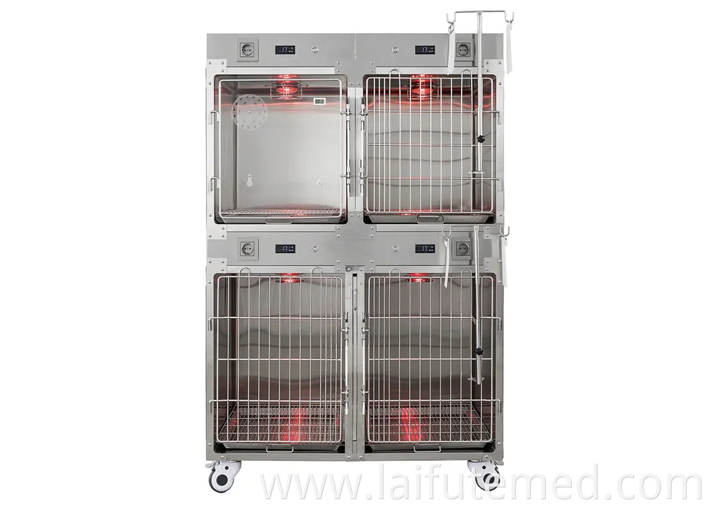 High Quality Stainless Steel Medical Cage Animal Pet Infrared Therapy Inpatient Intensive Care Oxygen for Vet Clinic Veterinary Cage